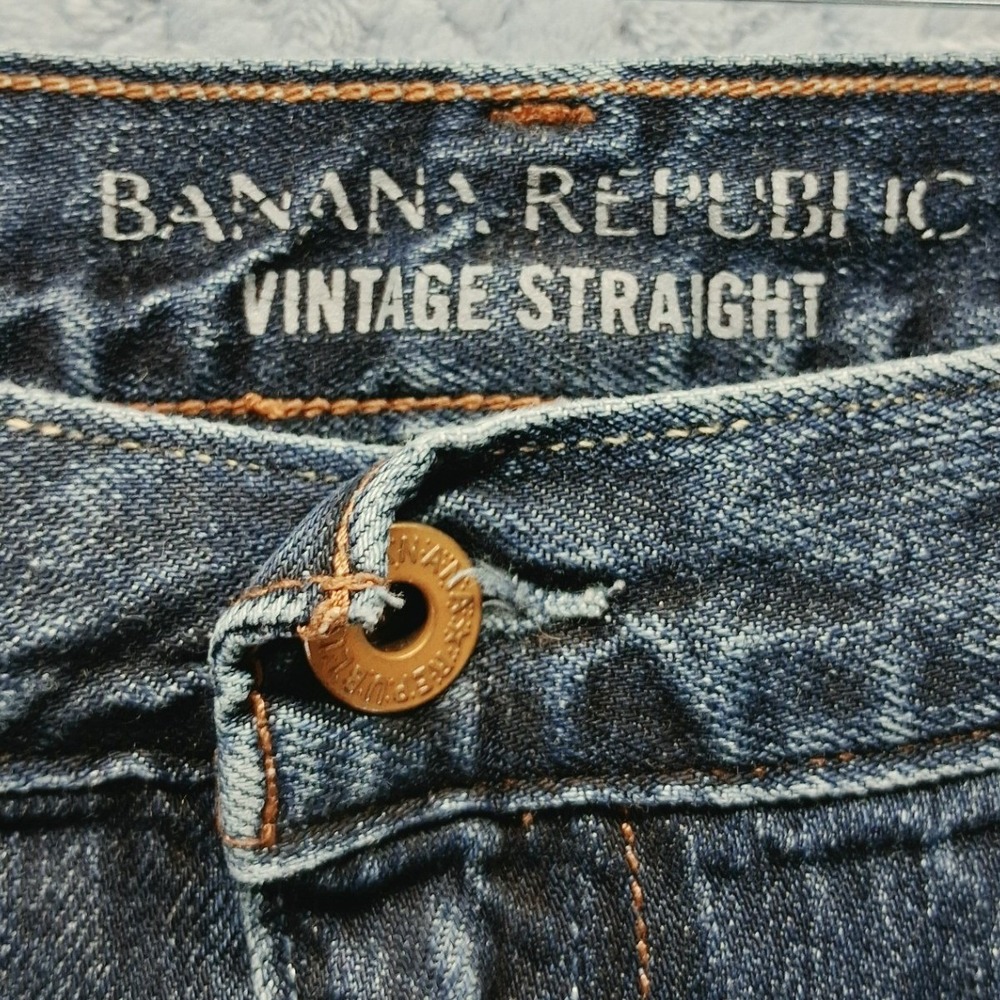 Banana Republic Vintage Straight Leg Jeans Mens 36x32 Dark Wash Denim Classic